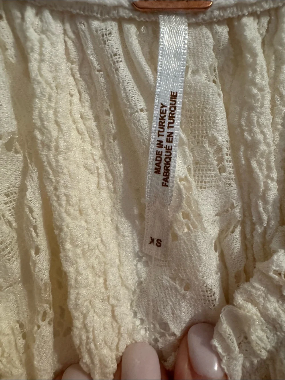 Free People Ivory Lace Off-Shoulder Peasant Blouse